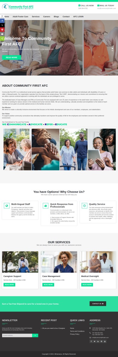 Homepage on a phone, full page